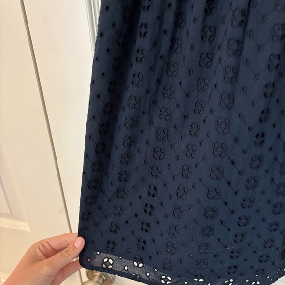 J. Crew Factory Navy Eyelet Tie Shoulder Cami Mini Dress S Preppy Summer Grad - Picture 5 of 10